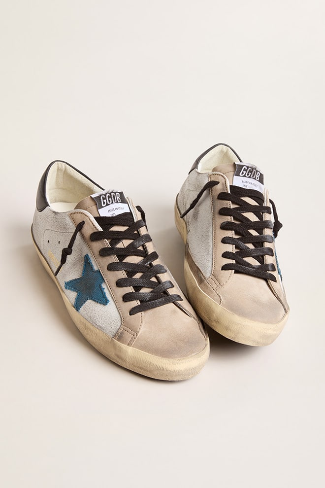 Men's Super-Star with light blue canvas star and black leather heel tab
