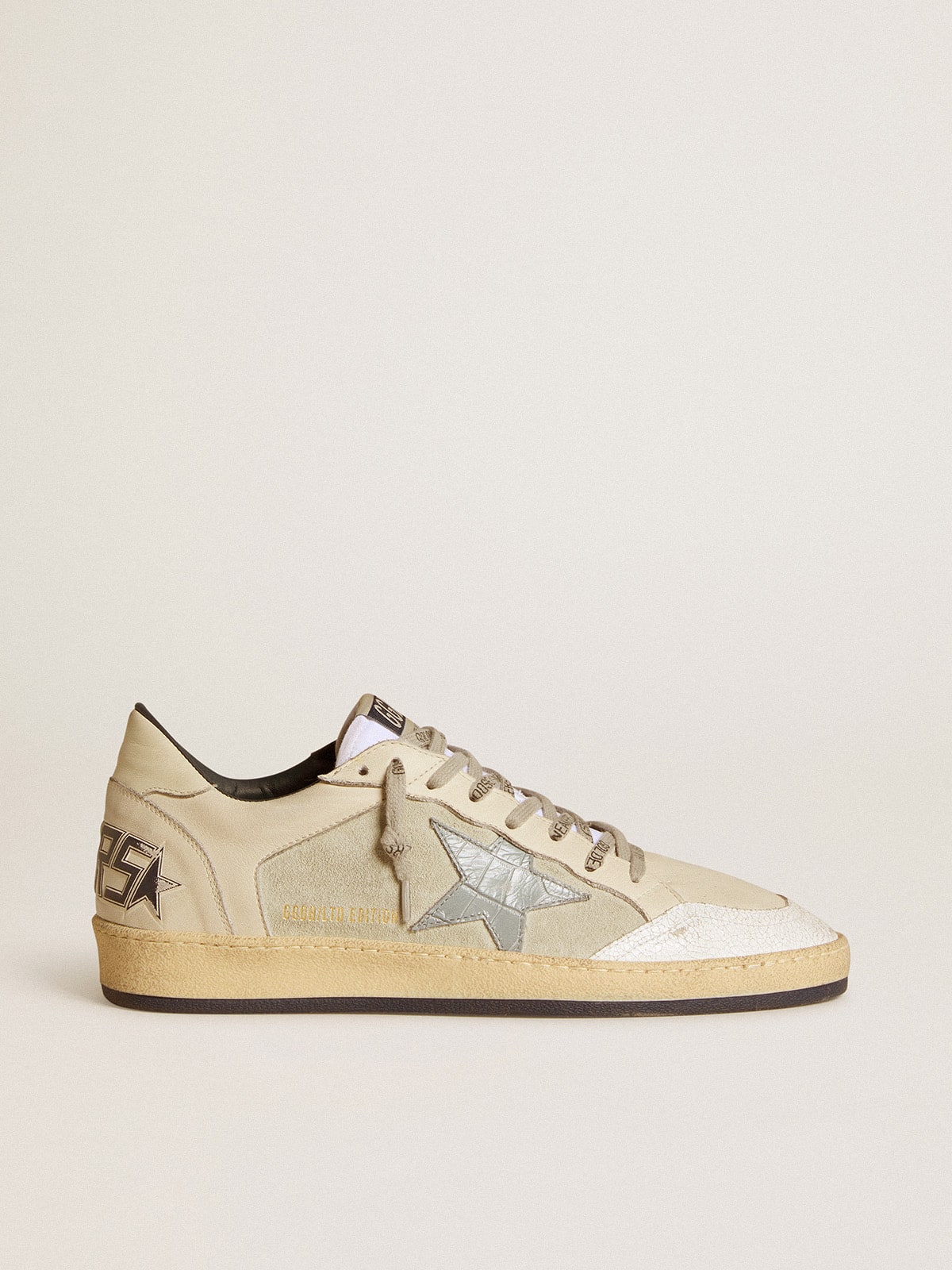 Men's Ball Star LTD in leather and suede with crocodile print leather star
