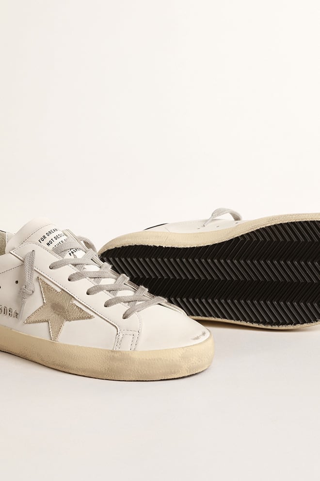 Women's Super-Star with silver leather star and black heel tab