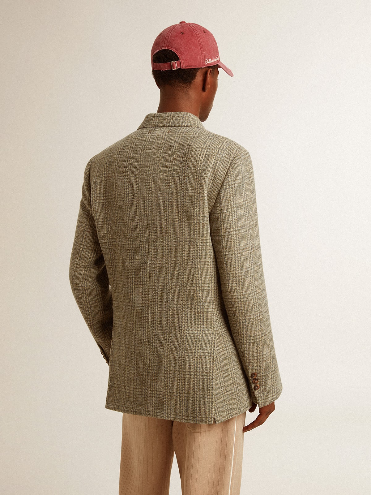 Men's double-breasted blazer in Shetland wool