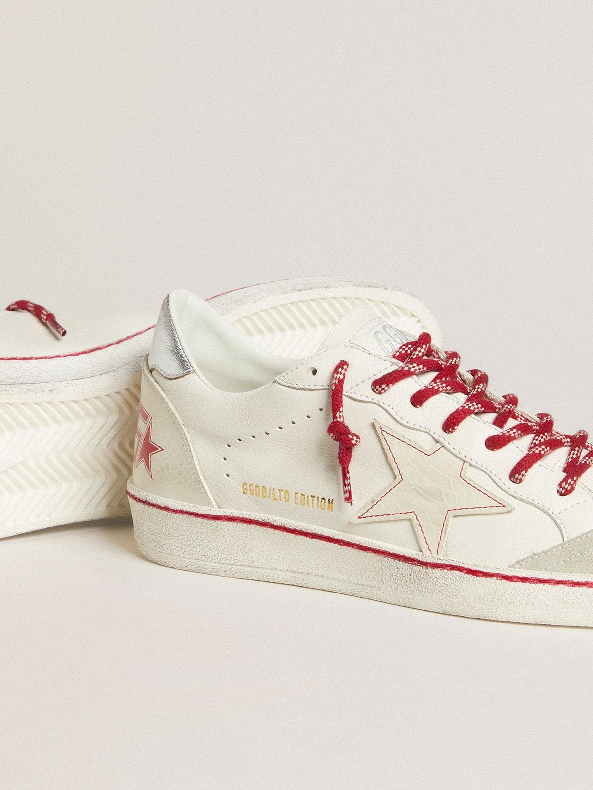 Women's Ball Star LTD CNY in white leather with a lived-in effect