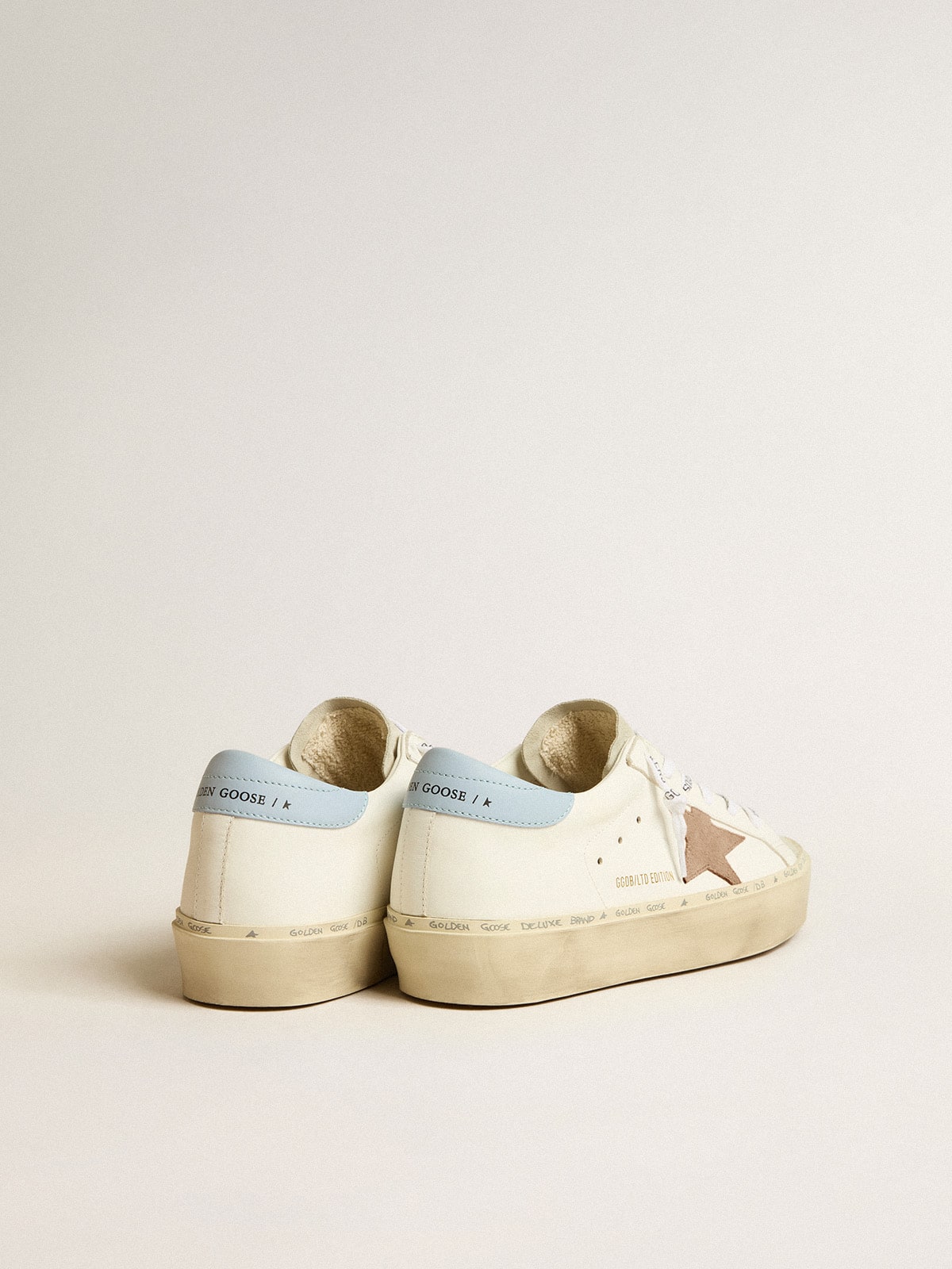 Hi Star LTD with pink suede star and light blue leather heel tab