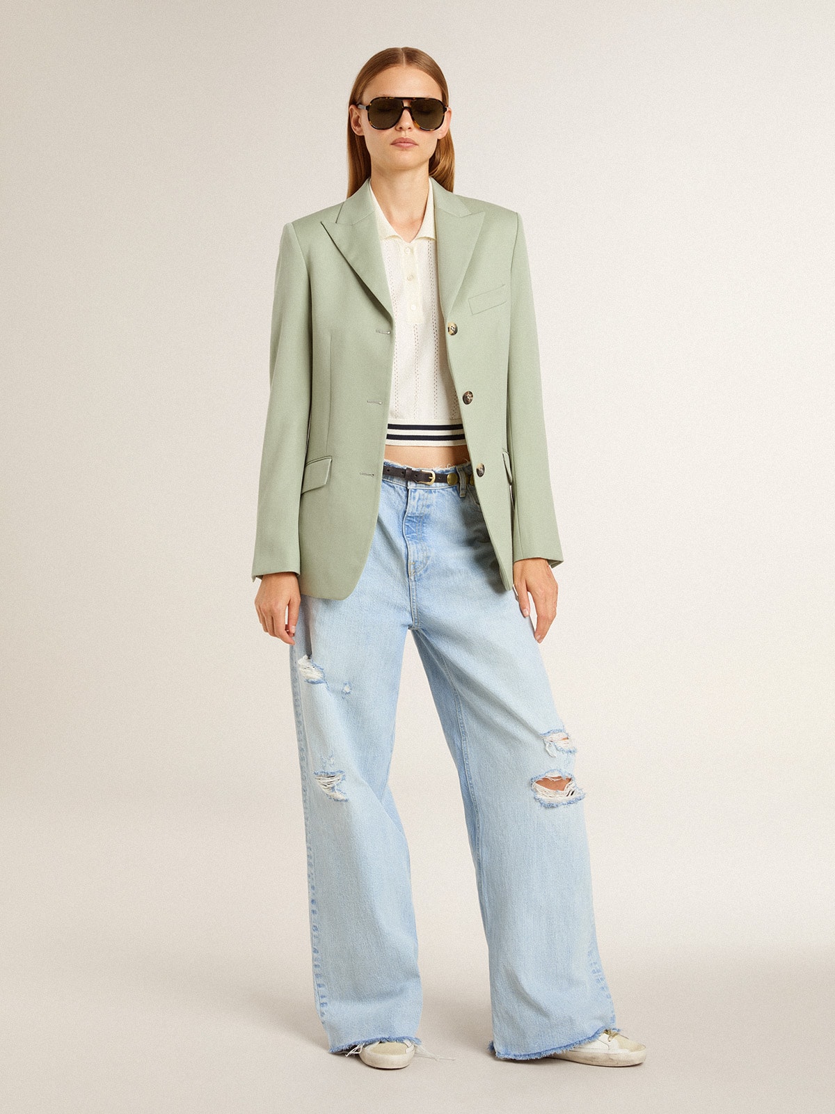 Women's pants in lived-in effect denim