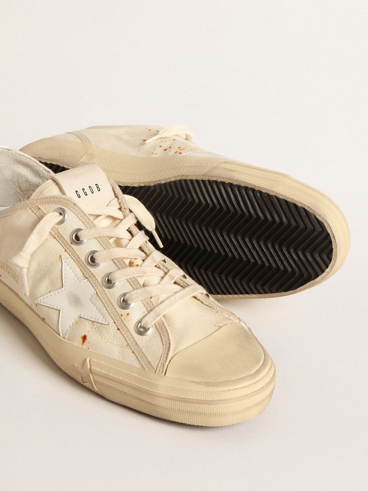 Men's V-Star LAB in canvas with leather star and rust-colored marks
