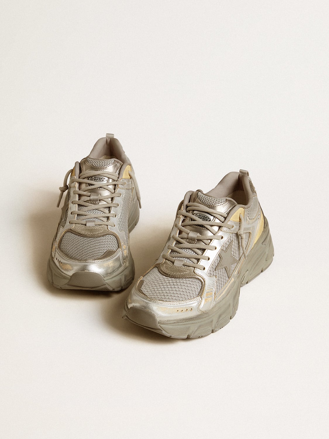Men's Lightstar in metallic leather and silver mesh with gray star