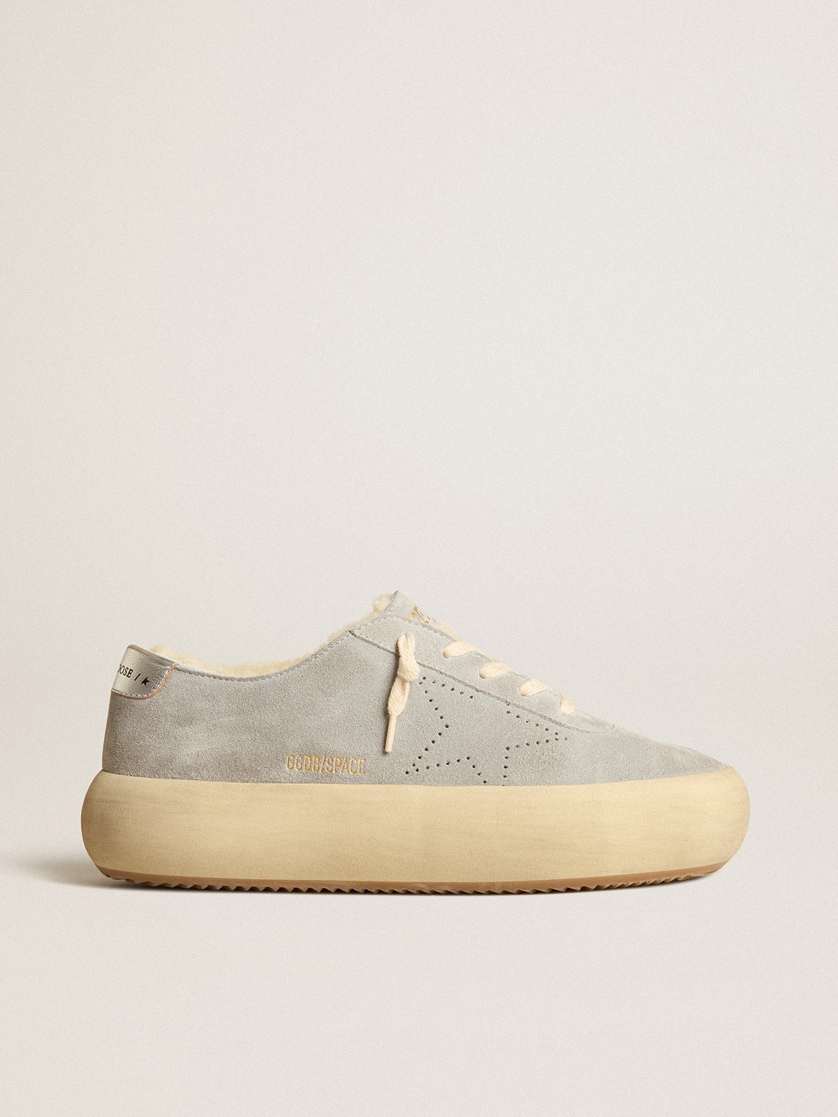Men's Space-Star shoes in ice-gray suede with shearling lining