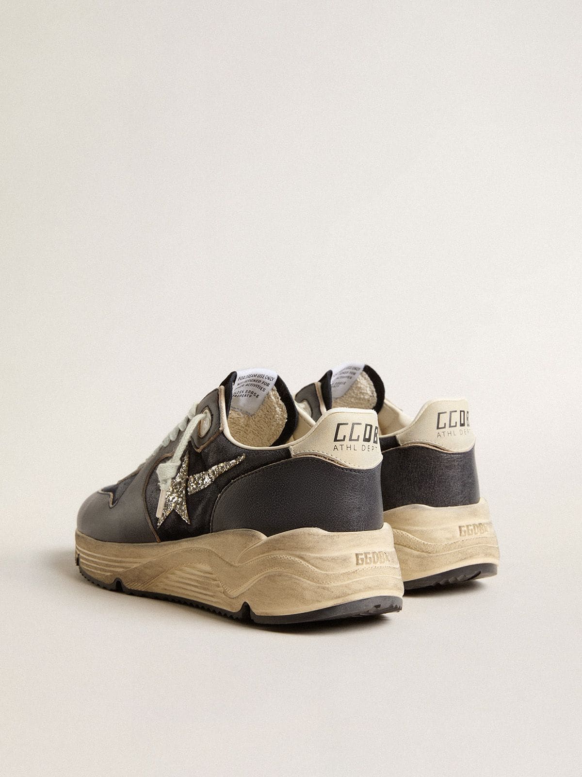 Women's Running Sole in dark blue suede with silver glitter star