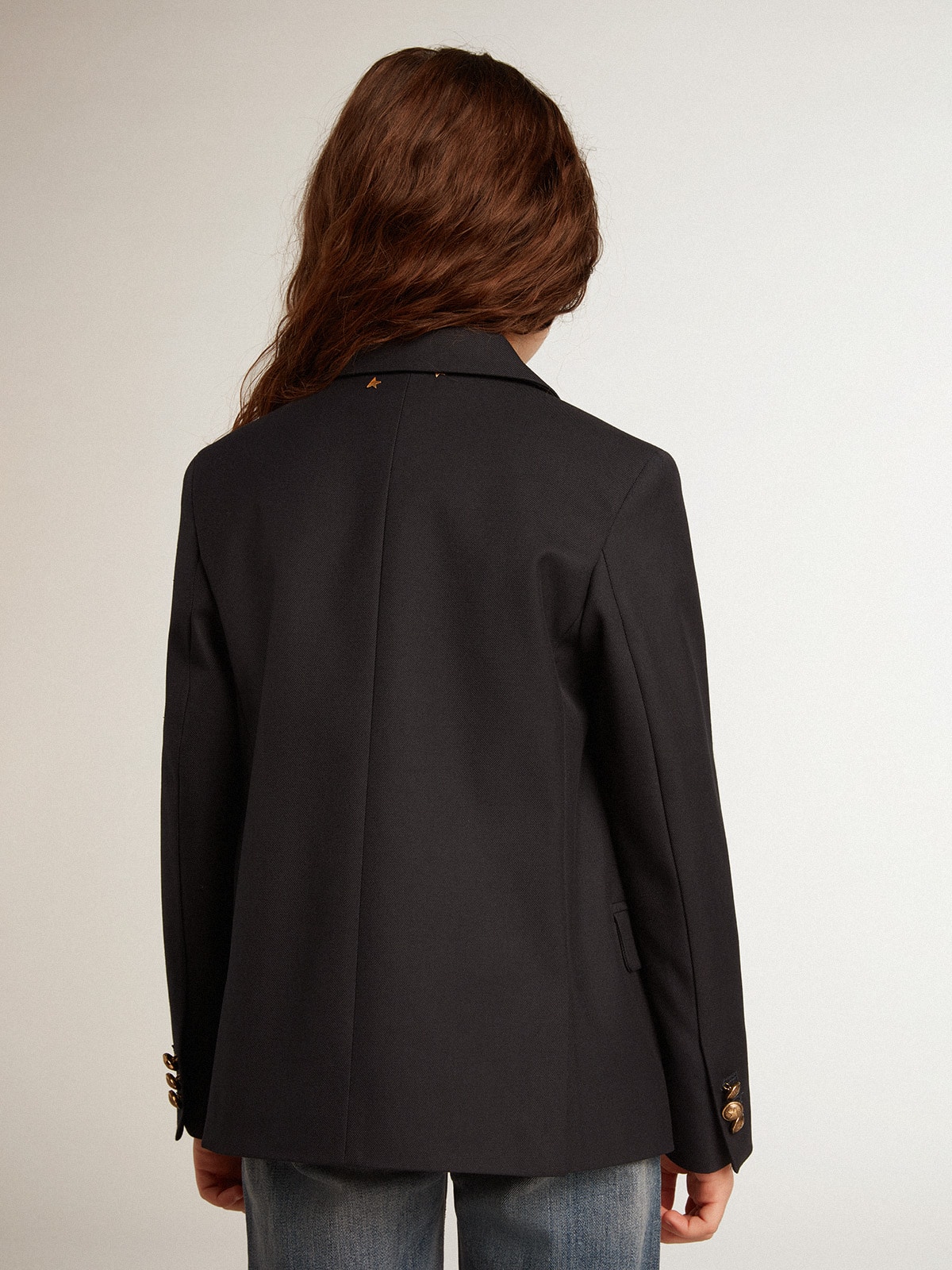 Boys' dark blue double-breasted buttoned blazer