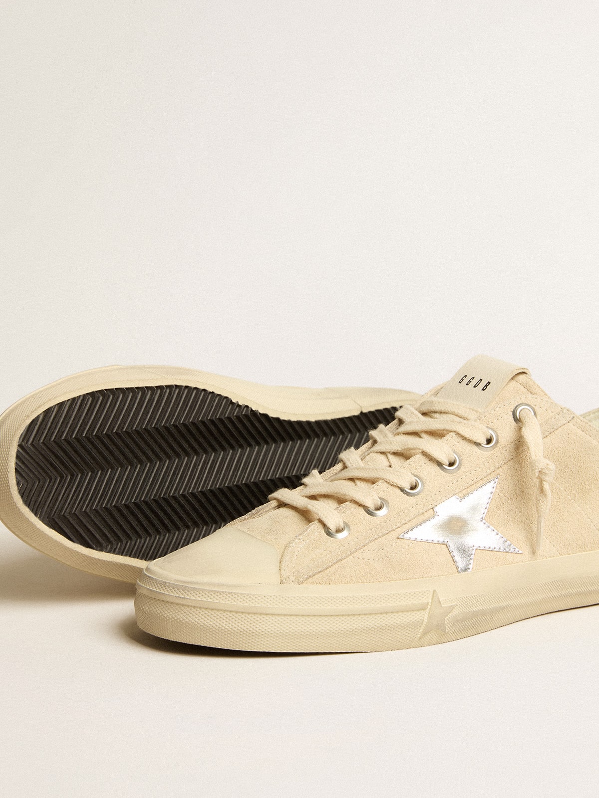 Men's V-Star in pearl suede with silver metallic leather star
