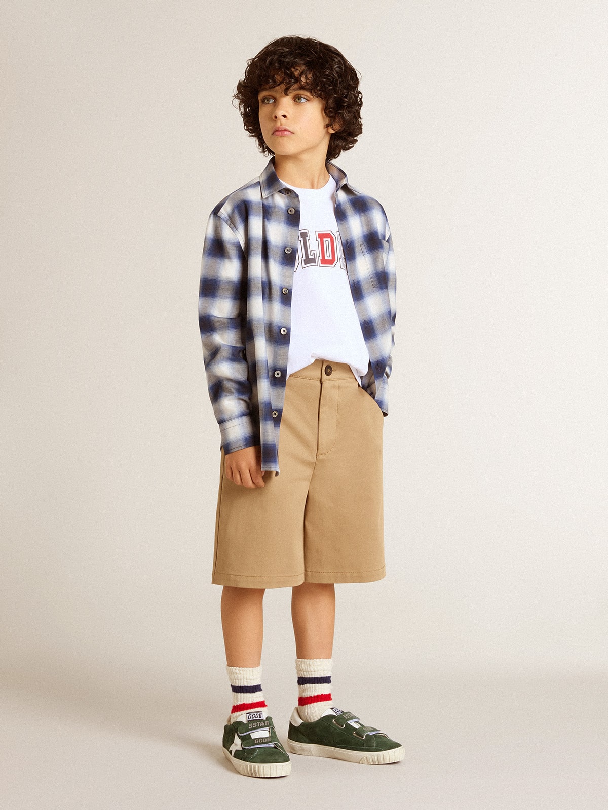 Boys' shorts in beige cotton