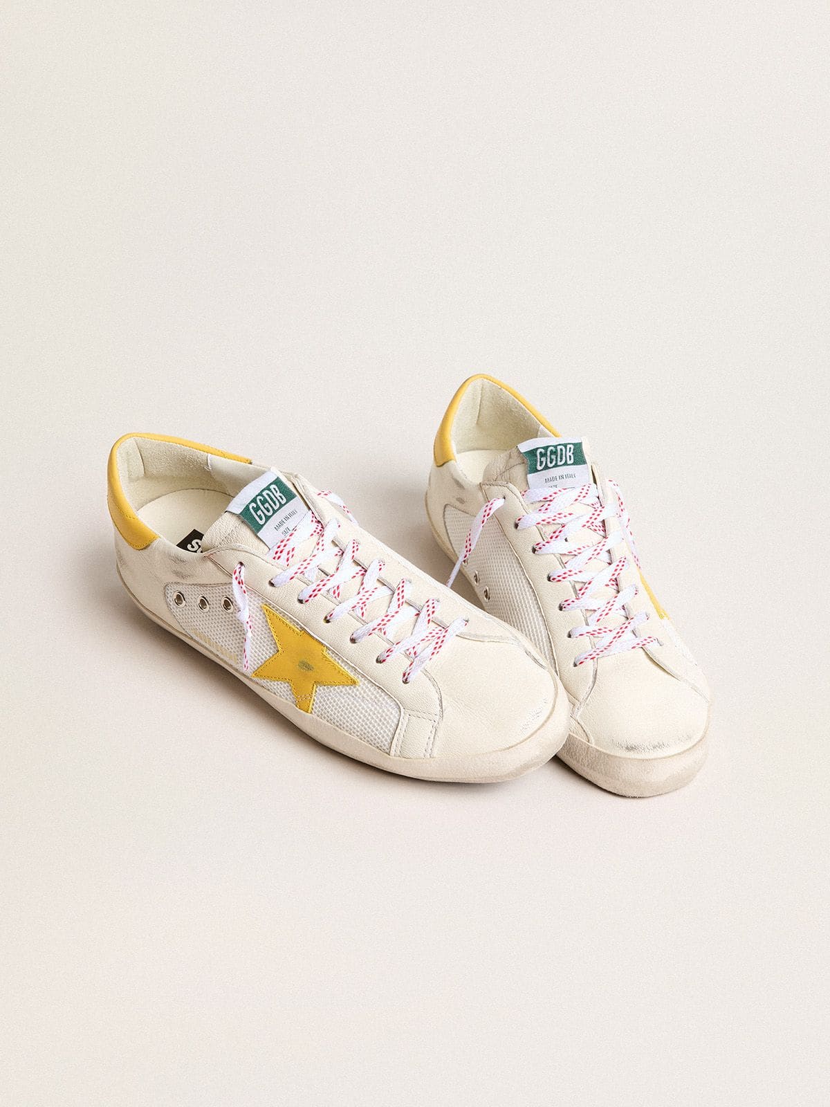 Men's Super-Star in mesh and nappa leather with yellow leather star and heel tab