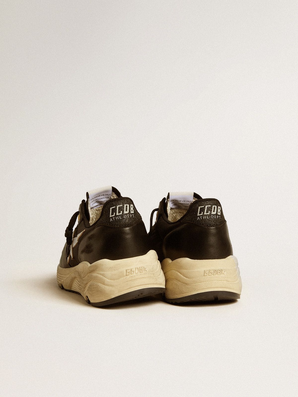 Women's Running Sole in black nappa leather and nylon with a silver leather star