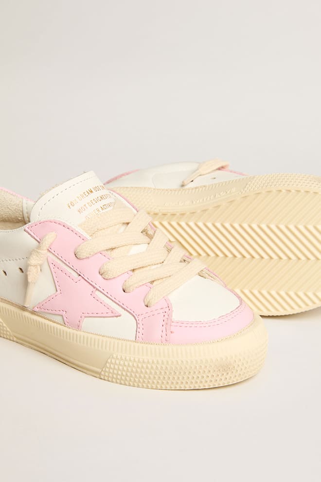 May Teen in white and pink leather with pink leather star