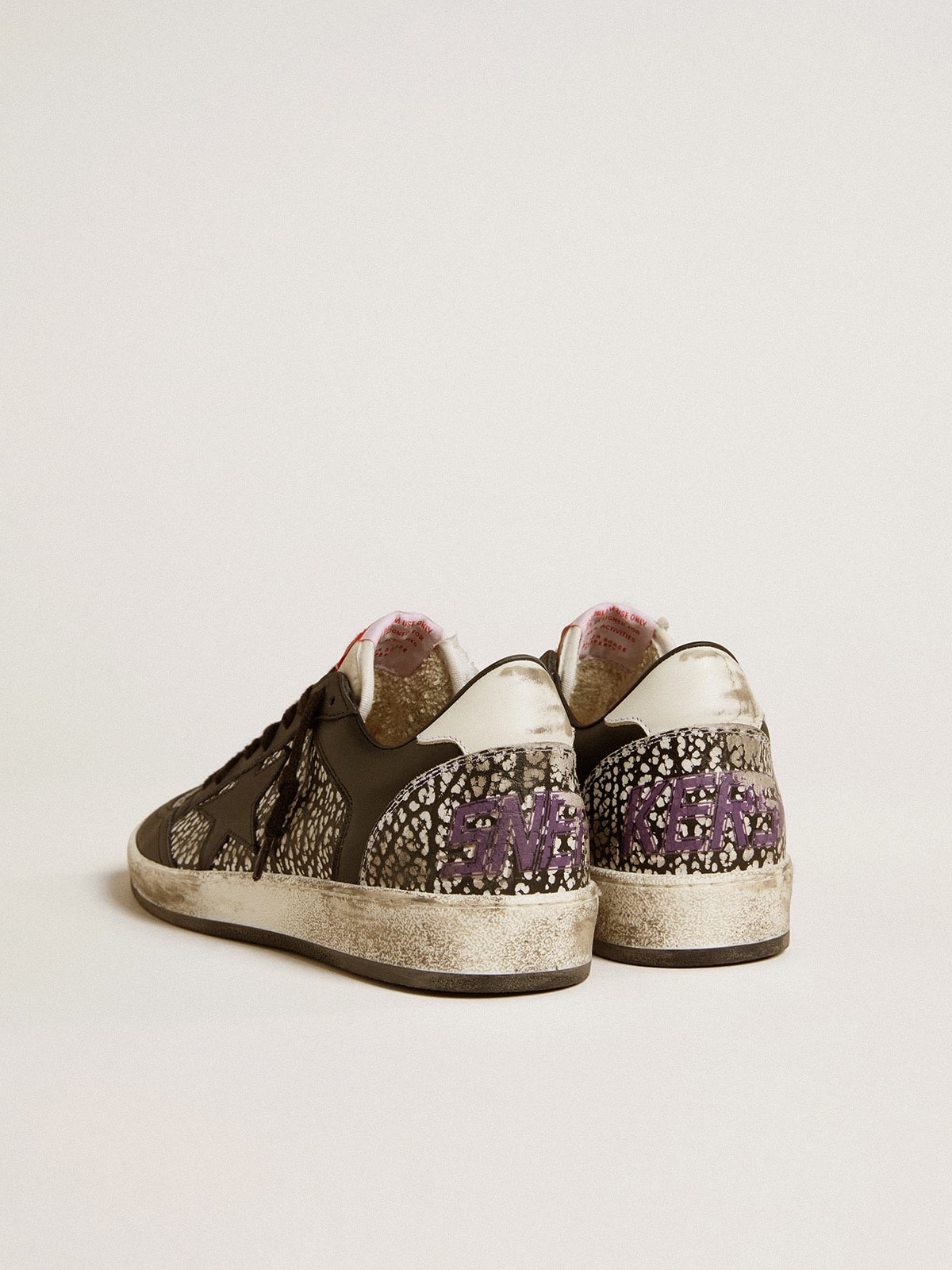 Women's Ball Star in elephant-print leather with black leather star