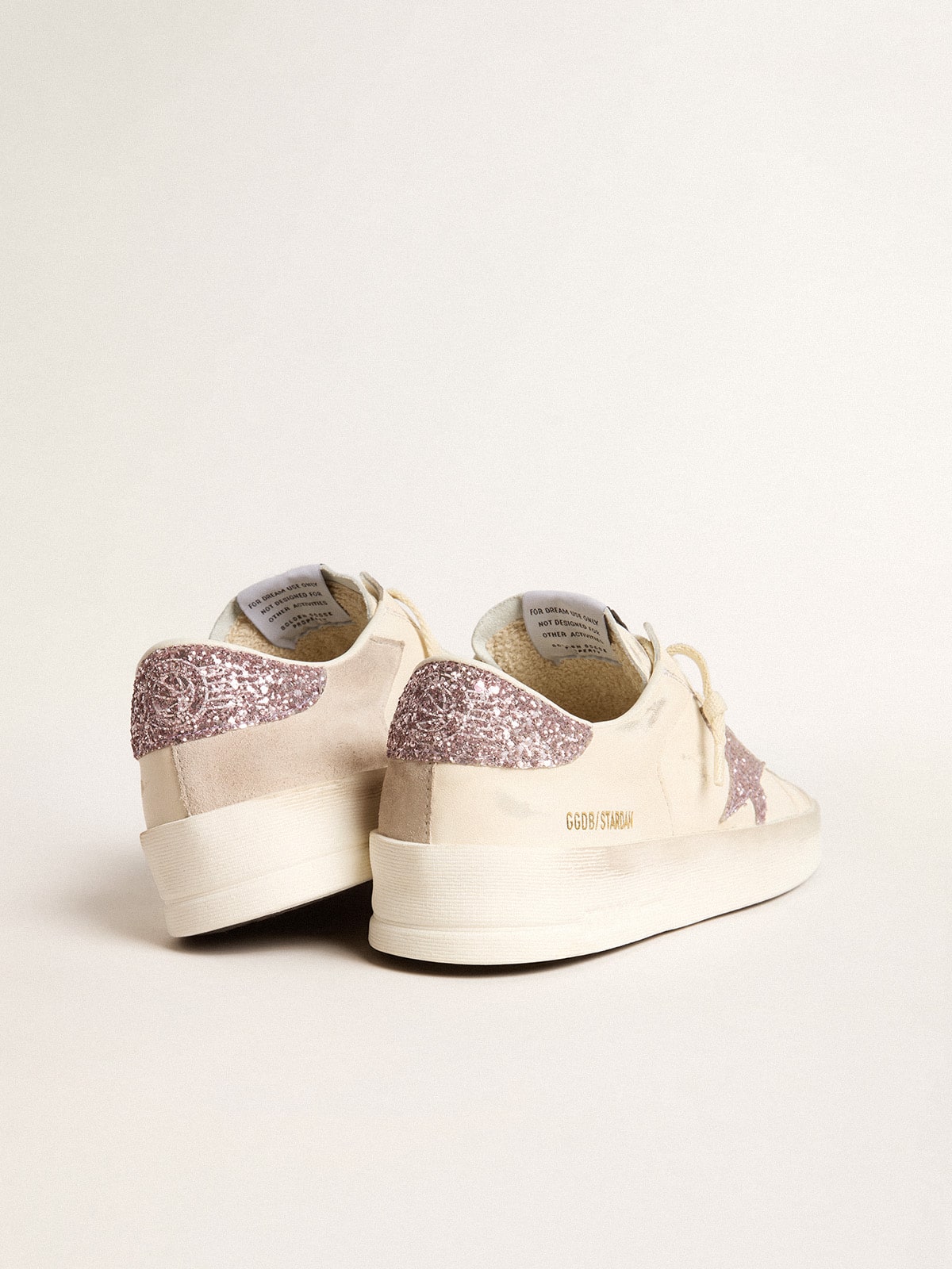 Women's Stardan in nappa and suede with pink glitter star and heel tab