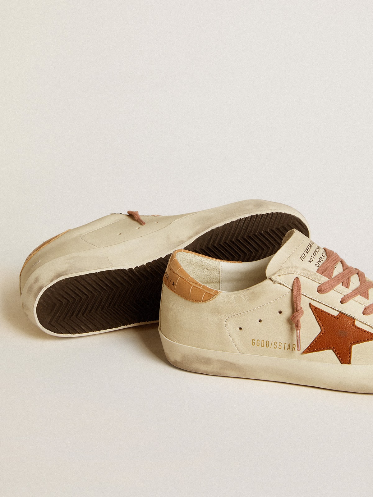 Women's Super-Star with leather star and crocodile-print leather heel tab