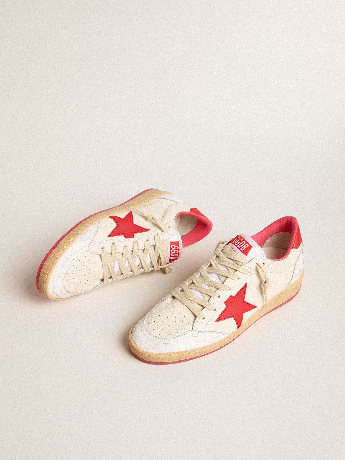 Women's Ball Star  Wishes in white leather with a red star and heel tab