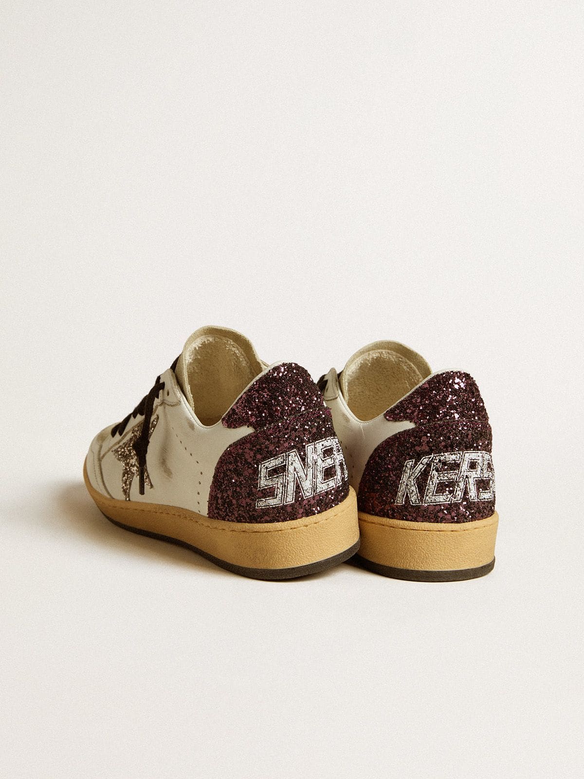 Women's Ball Star in leather and suede with glitter star and heel tab