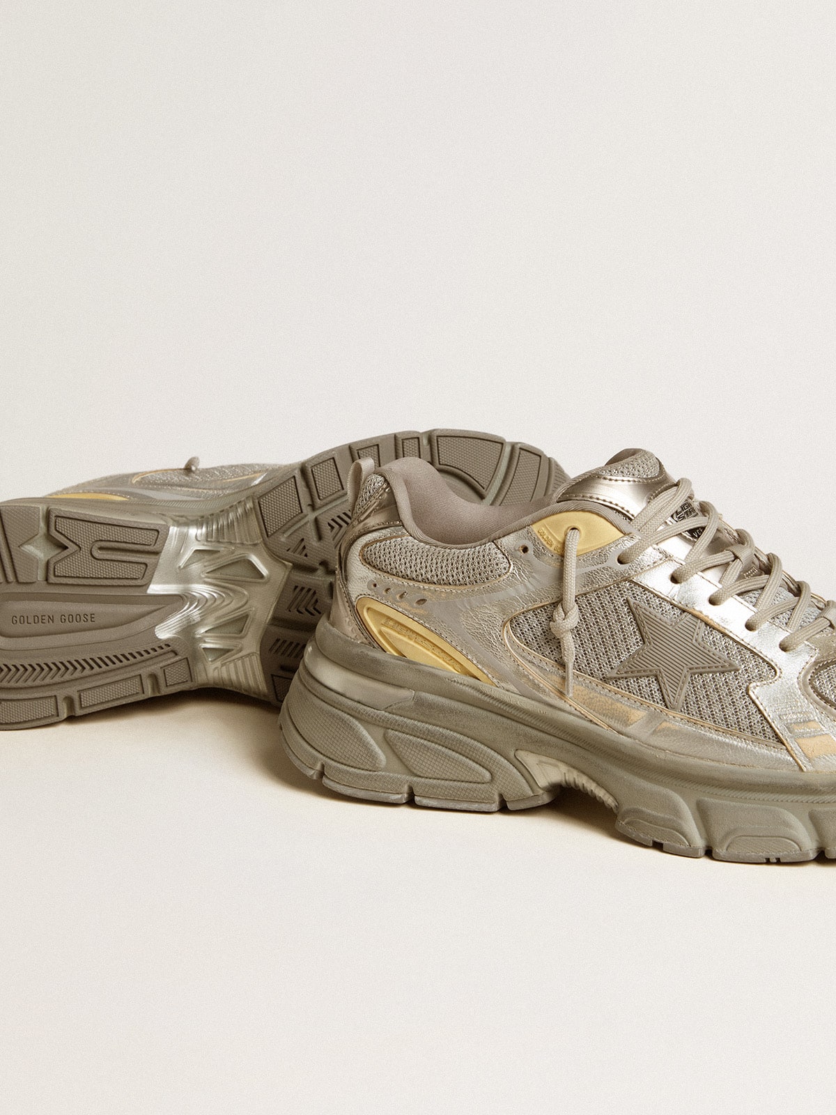 Women's Lightstar in metallic leather and silver mesh with gray star