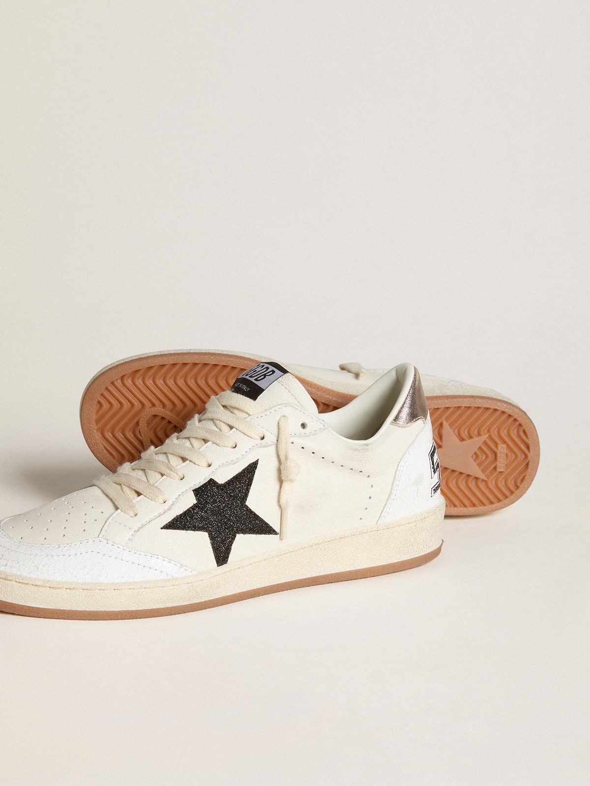 Women's Ball Star in nappa with glitter star and metallic nappa heel tab