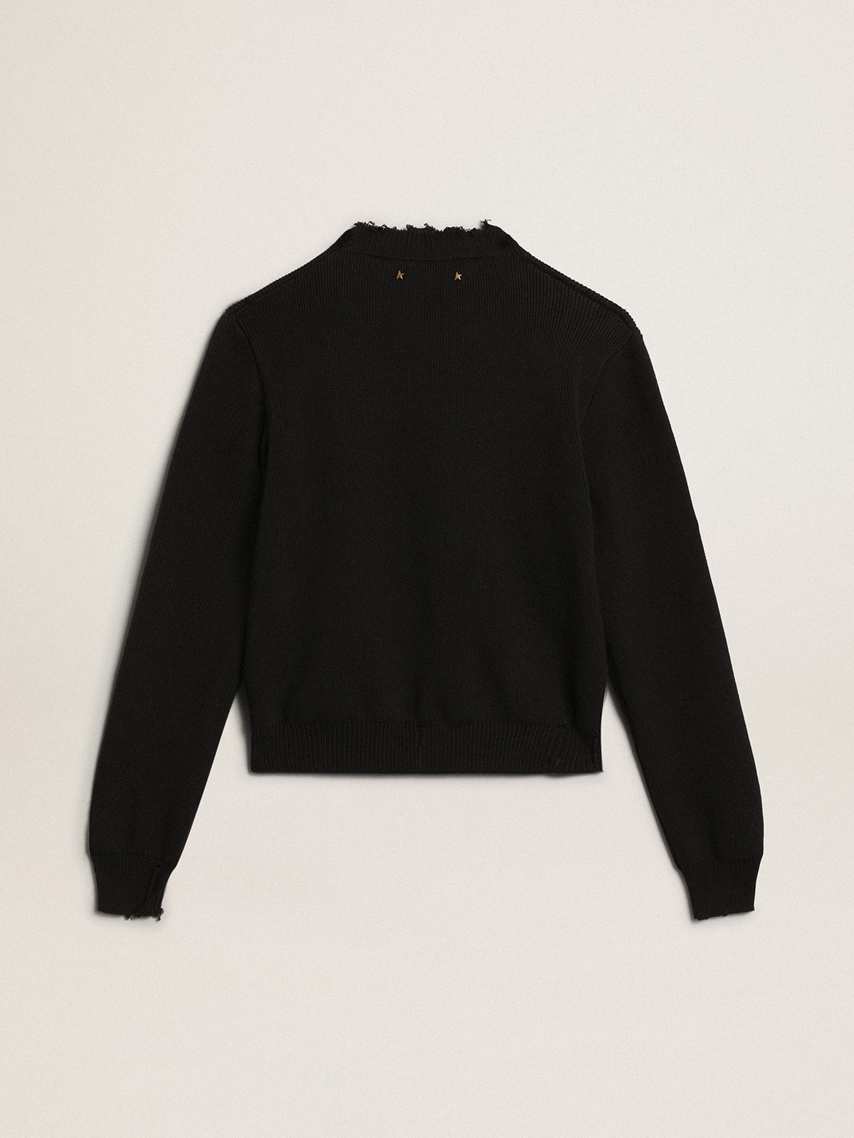 Women's round-neck sweater in dark blue cotton