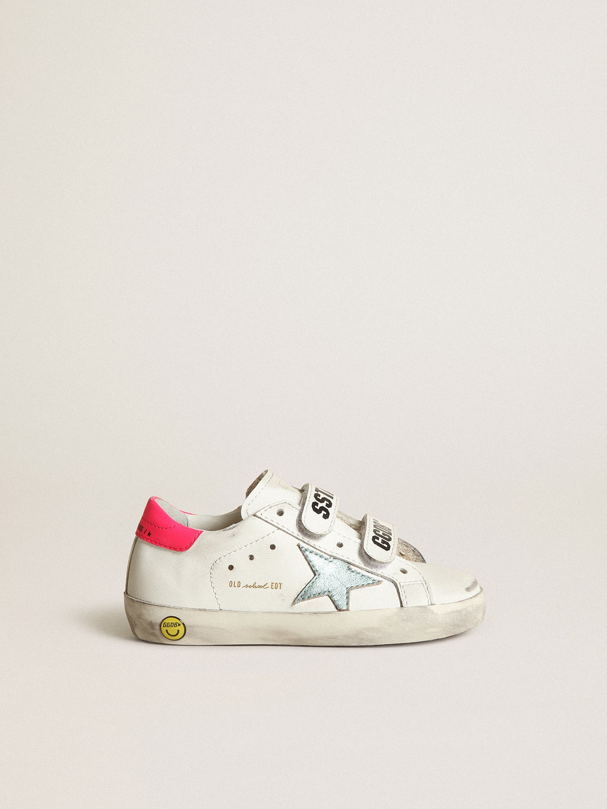 Young Old School with star in aquamarine laminated leather