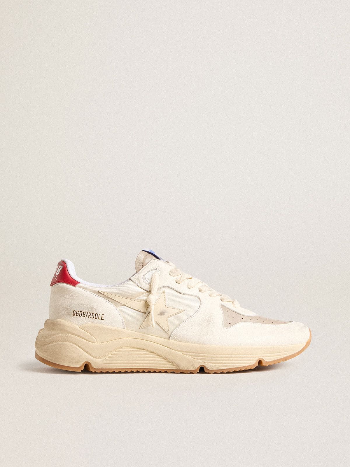 Men's Running Sole in nappa leather with beige leather star and red heel tab