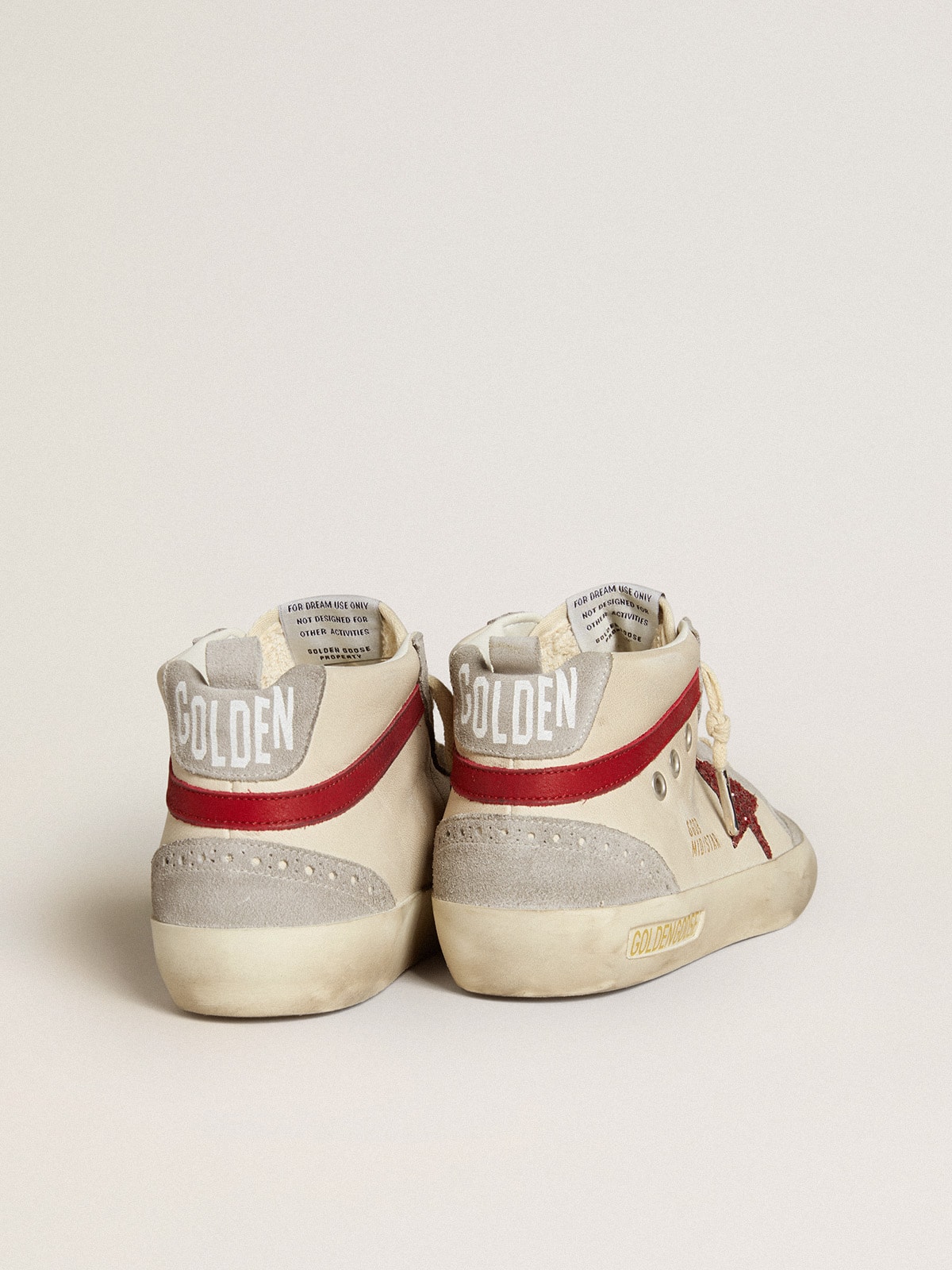 Women's Mid Star in leather with glitter star and red nubuck flash