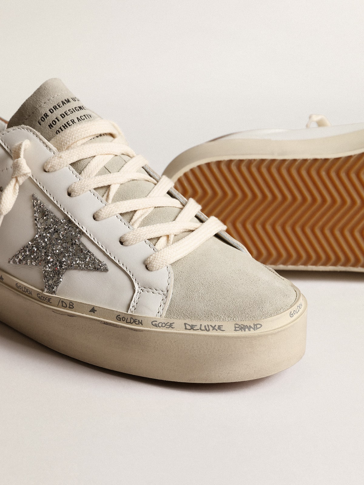 Women's Hi Star with silver glitter star and dove-gray nubuck heel tab