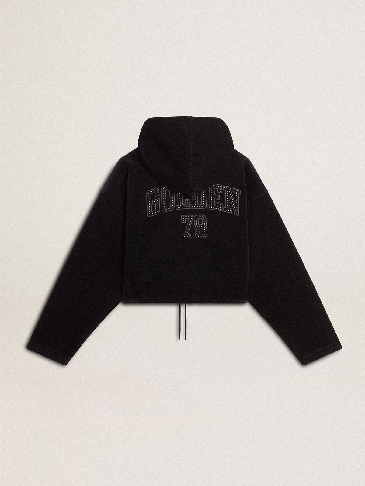Women's black chenille sweatshirt with embroidery on the back
