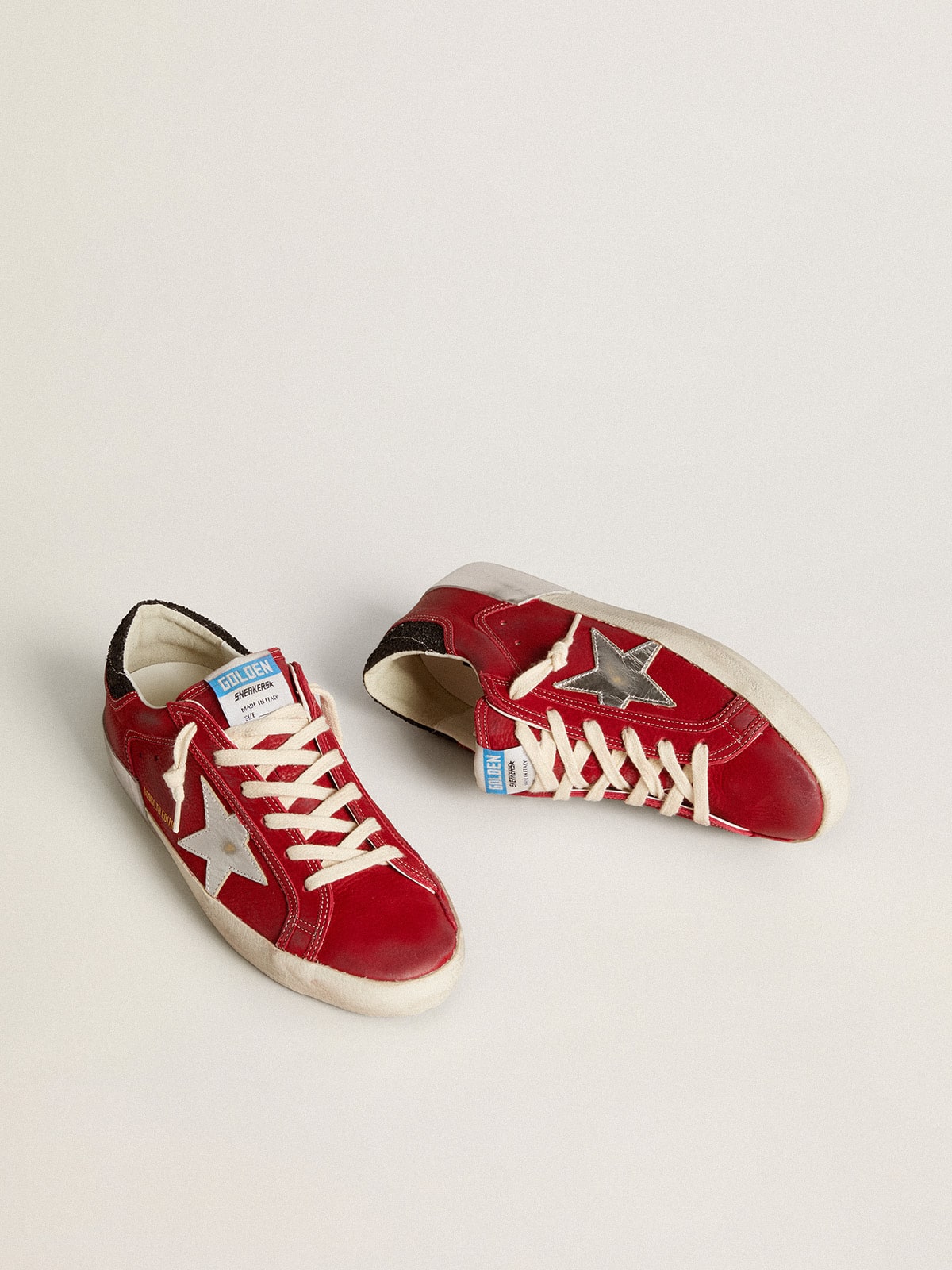 Women's Super-Star LTD in red nubuck with leather star and glitter heel tab