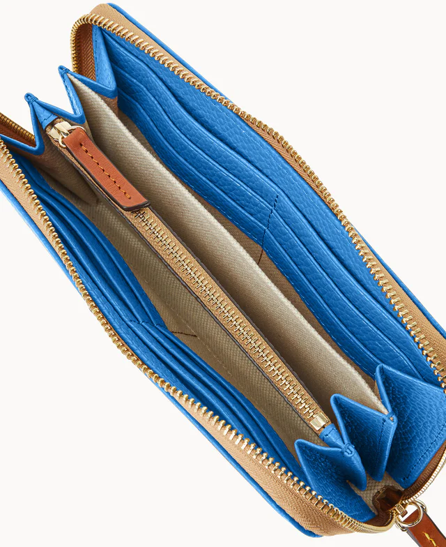 Pebble Grain Large Zip Around Wristlet