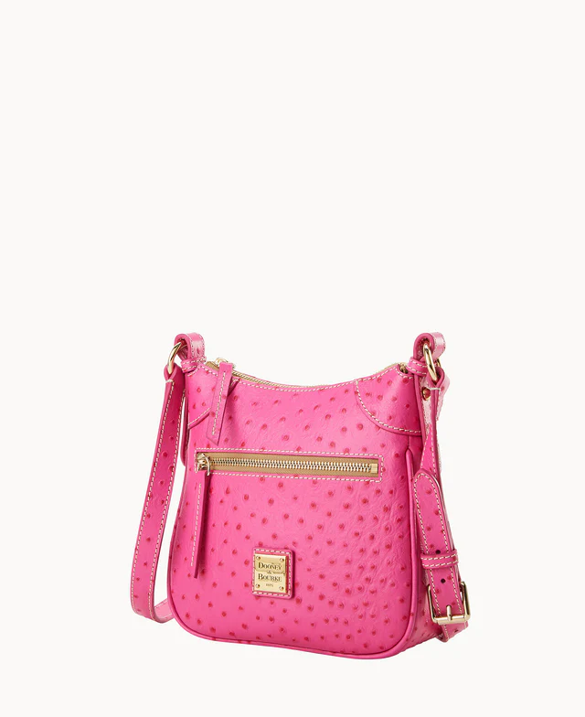 Ostrich Front Zip Crossbody