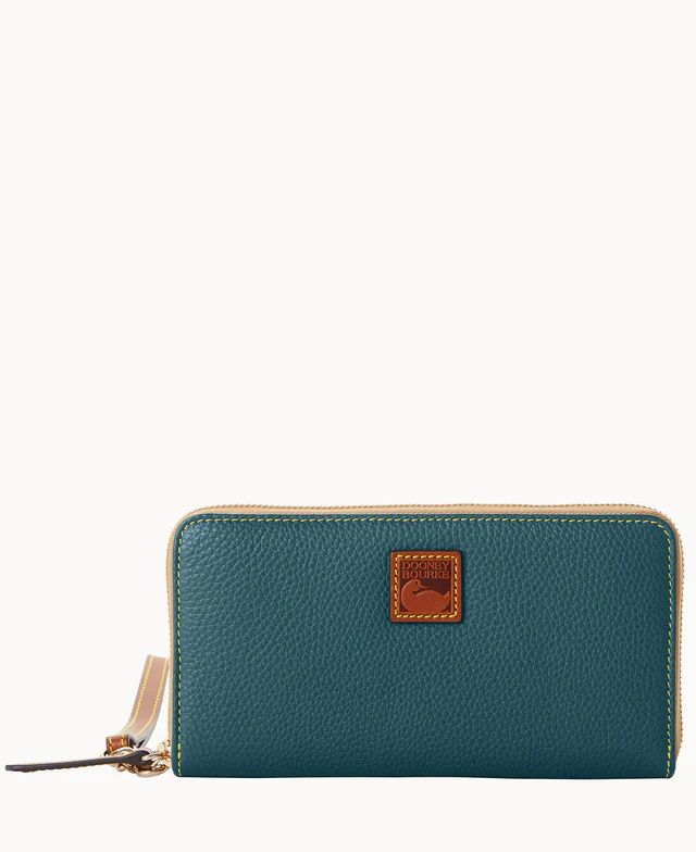 Pebble Grain Large Zip Around Wristlet