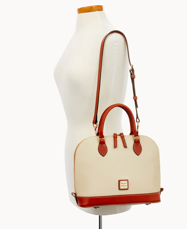 Pebble Grain Zip Zip Satchel
