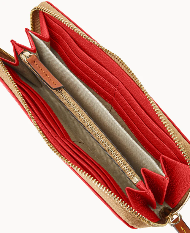 Pebble Grain Large Zip Around Wristlet