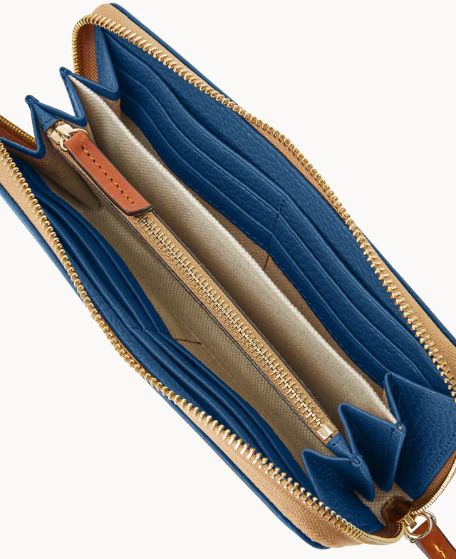Pebble Grain Large Zip Around Wristlet