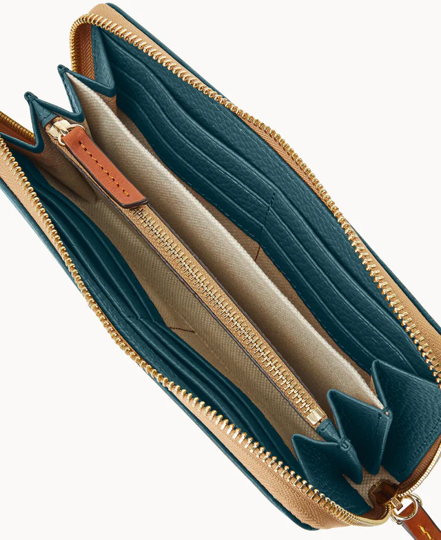Pebble Grain Large Zip Around Wristlet