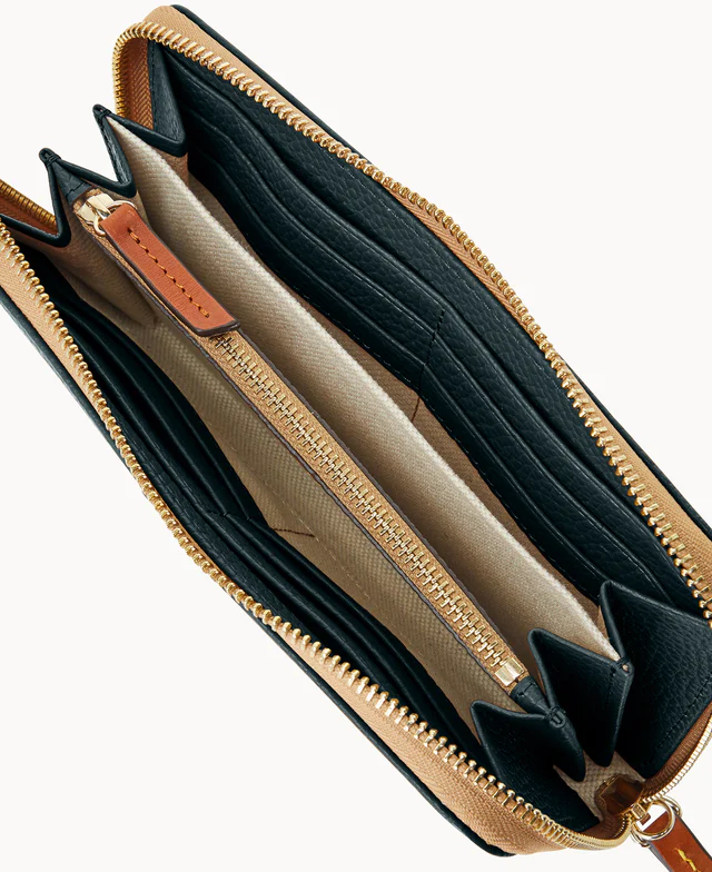 Pebble Grain Large Zip Around Wristlet