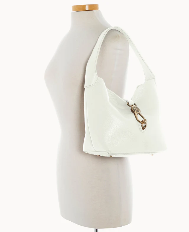 Lucca Leather Logo Lock Hobo