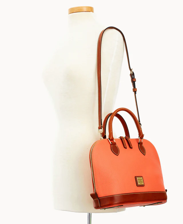 Pebble Grain Zip Zip Satchel