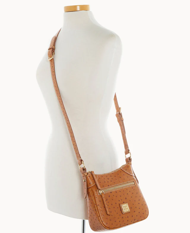 Ostrich Front Zip Crossbody