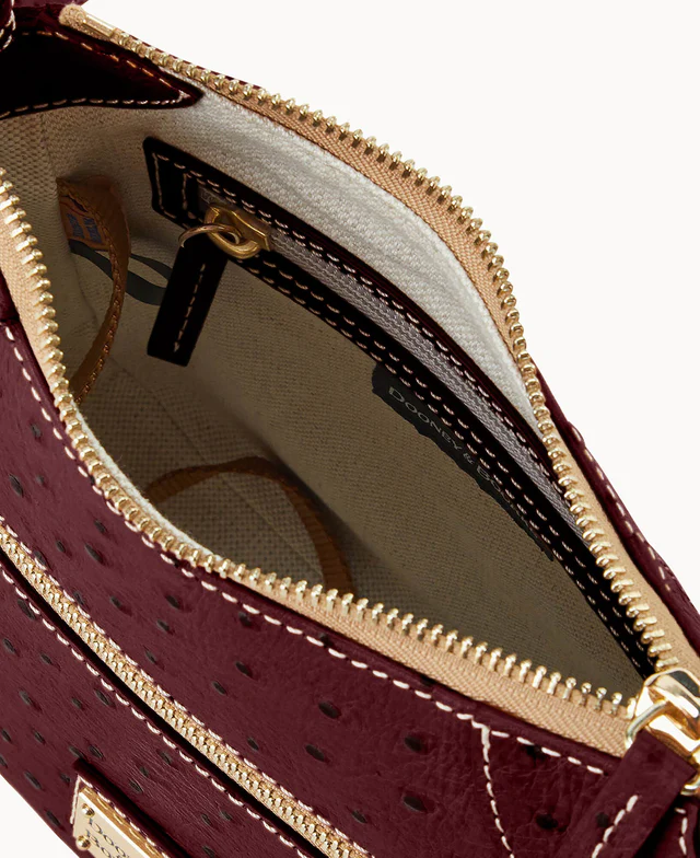 Ostrich Front Zip Crossbody