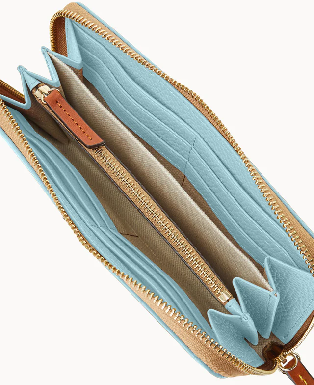 Pebble Grain Large Zip Around Wristlet
