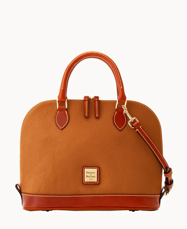 Pebble Grain Zip Zip Satchel