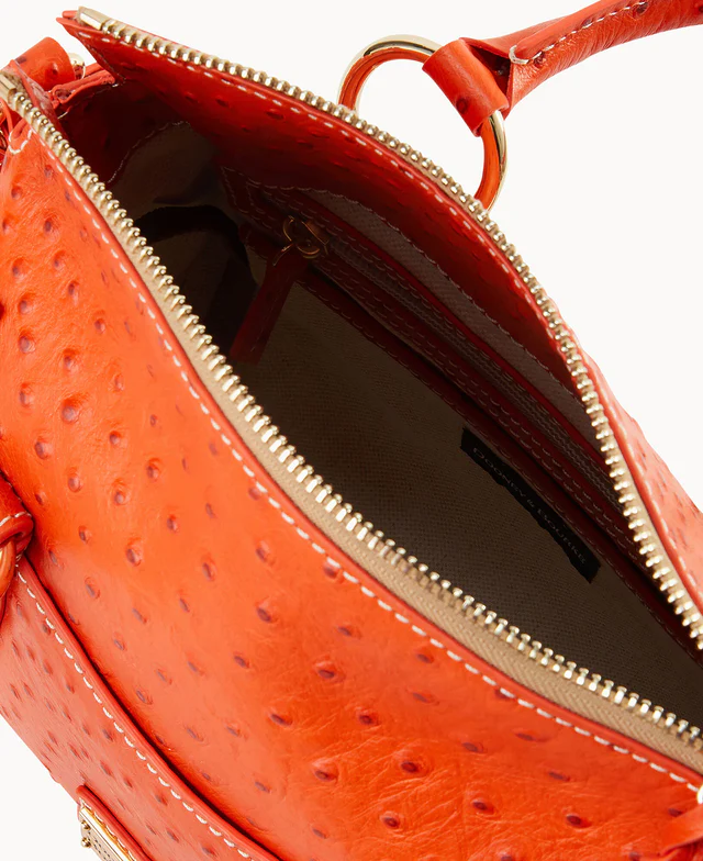 Ostrich Satchel With Pocket