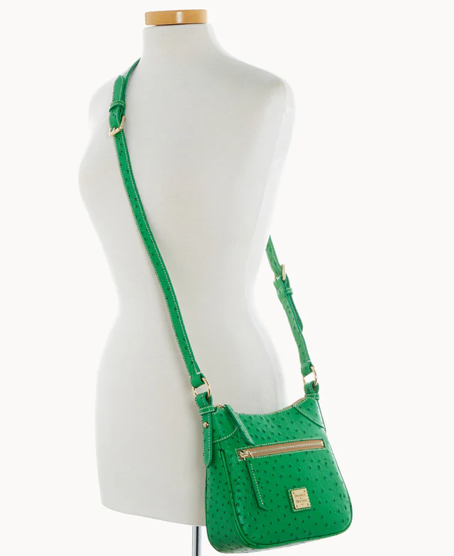 Ostrich Front Zip Crossbody