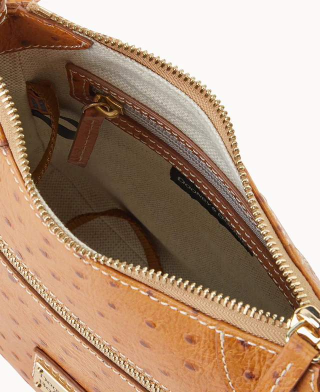 Ostrich Front Zip Crossbody