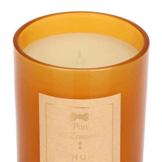 Candle with decorated cap, amber