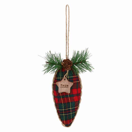 Set of 4 teardrop-shaped fabric Christmas decorations